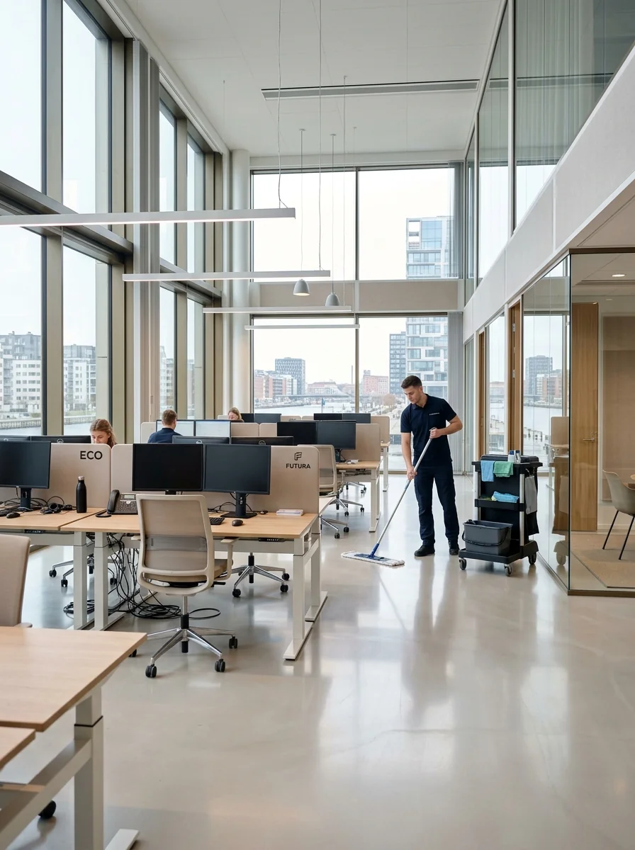 Locaux tertiaires et open space entretenus par ARMOR NETTOYAGE